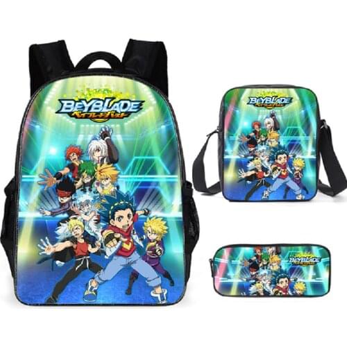 3Pcs/set New Game Anime Beyblade Burst Print School Bag Sets for Teenager Boys Cool Cartoon Kids Schoolbags Children Bookbags