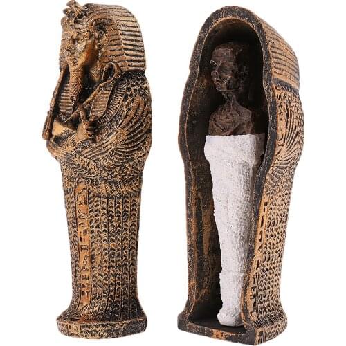 4 Inch Ancient Egyptian Coffin with Mummy Figurine for Home Decoration Resin Craft Collectible Home Decor Gifts 3.5x3.8x9.5cm