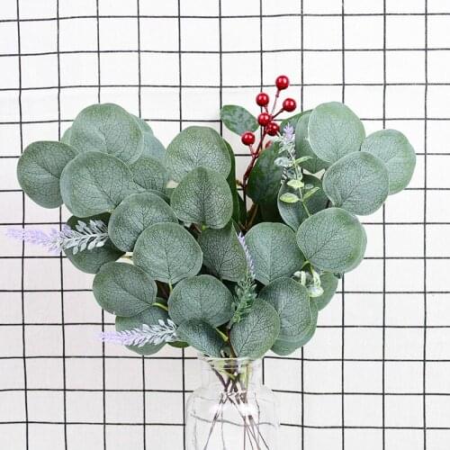 5pcs Artificial Leaves Branch Green Silk Eucalyptus Leaf for Wedding Decoration Home Garden Room Greenery Plant Leaves Supplies