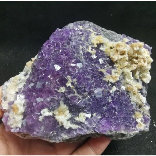 635gNatural rare purple fluorite mica associated minerals specimen stone and CRYSTAL HEALING CRYSTAL QUARTZ GEM home decoration