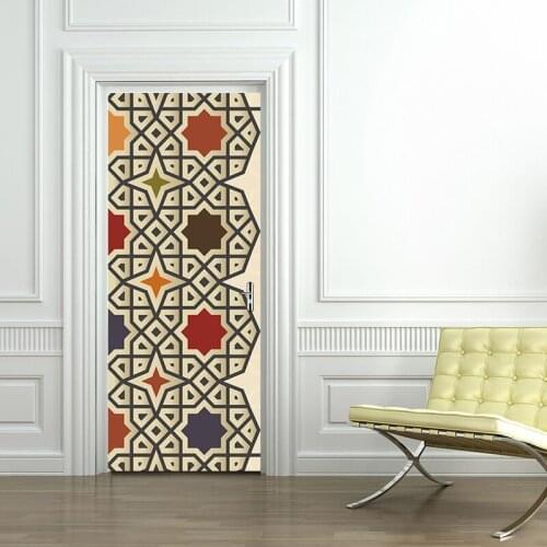 77*200cm Hexagonal Geometric Figure of Four Angles Oil Paintting Wall Sticker Wallpaper Door Stickers Home Decor