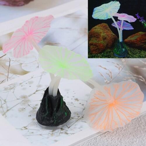 Aquariums accessory artificial coral reef glowing fish tank lotus leaf luminous