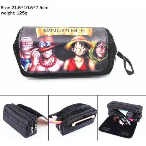 Anime One Piece Luffy Canvas Pencil Case Travel Student Penbag Women Portable Makeupbag Cosmetic Bag Zipper Stationery Bags