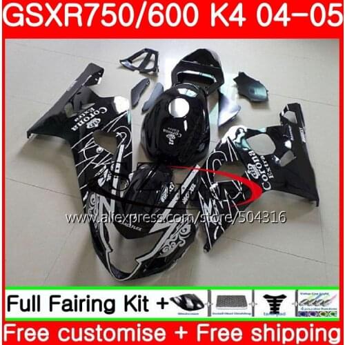 Bodys For SUZUKI GSXR 600 R600 GSXR 750 04 05 K4 GSX-R750 30SH9 GSX-R600 GSXR750 04 05 GSXR600 2004 2005 Fairings Black SALE