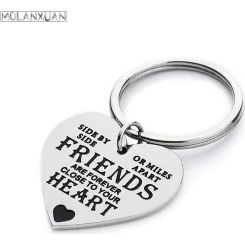 Best Friend Cute Keychain Friendship Gifts for Women Men Birthday Present for BFF Sisters Keyring Long Distance Gift