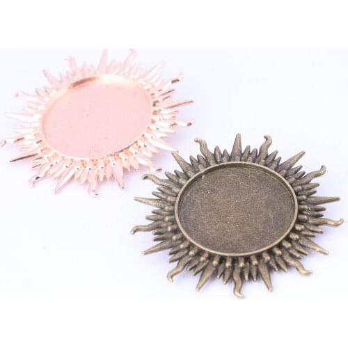 Reidgaller 5pcs 25mm brooch base antique bronze metal cabochon brooches pin tray blanks diy bezels for broches making