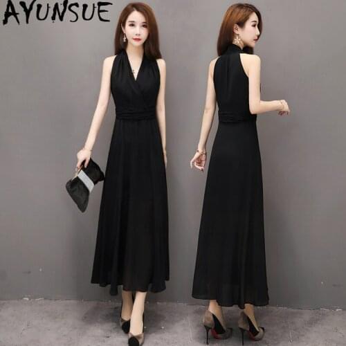 Black Chiffon Summer Dress 2020 Long Maxi Dresses for Women Elegant Sexy Party Dress Vintage Vestidos De Fiesta 8A576 KJ4830