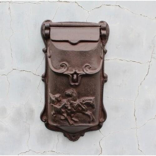 Cast Iron Mailbox Postbox Mail Box Wall Mount Metal Post Letters Box Garden Yard Patio Lawn Outdoor Art