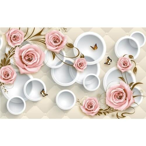 CJSIR Custom Rose Circle Geometry Photo Wallpapers for Living Room Bedroom Mural Wall Paper Home Decoration Decors