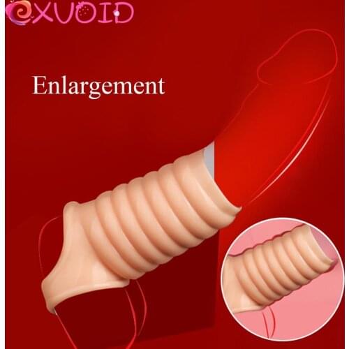 EXVOID Reusable Condom Delay Ejaculation Penis Erection Sleeve Thick Cock Sleeve Sex Toys for Men Dildo Enlargement Cock Ring