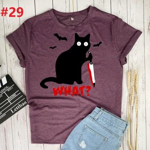 Black Cat What Print Women Black Tshirt Cotton Casual Summer New Fashion T Shirt 90s Yong Girl Tops Graphic Female Clothes