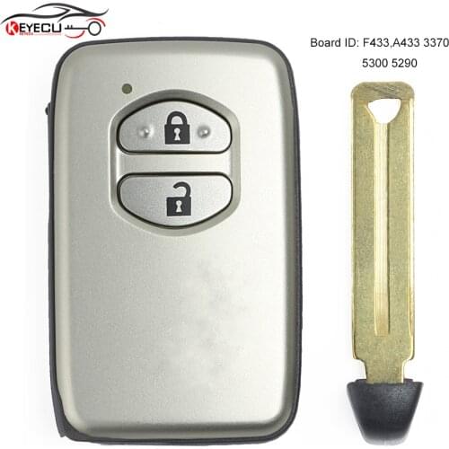 KEYECU Board ID: F433 A433 271451-3370 / 5300 / 5290 Smart Card Remote Key Fob for Toyota IQ Vitz Ractis Aqua Corolla