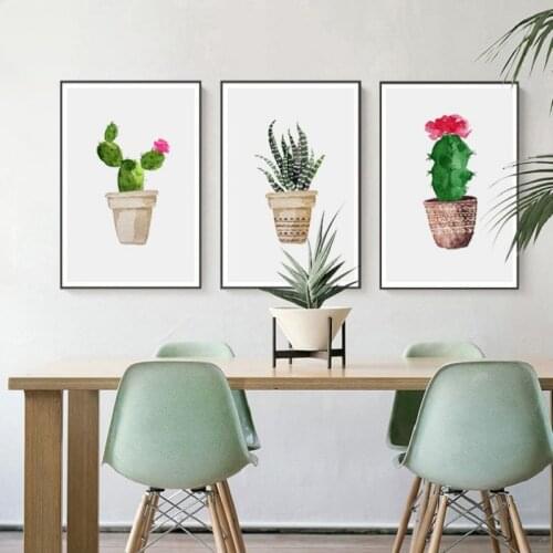 NordicCanvas Paintings Posters Wall Art Picture Small Fresh Green Potted Plants Living Room Bedroom Decor