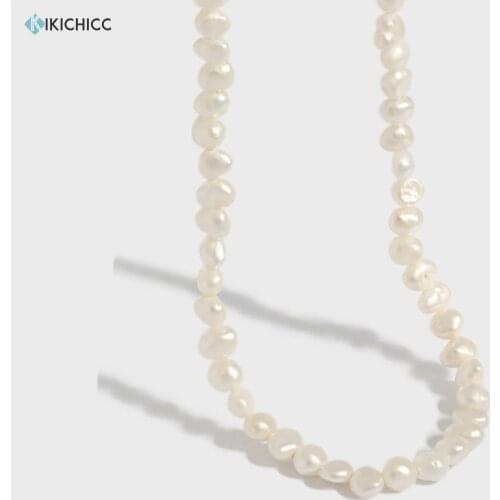 Kikichicc New 925 Sterling Silver 2020 Irregular Pearl Chocker Necklace Women Fashion Crystal Luxury Rock Punk Jewelry