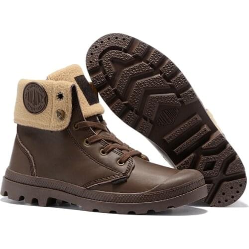 PALLADIUM Pampa Hi Lea M Zip Sneakers Women 2017 Soldiers Boots Leather Ankle Boots Spring Autumn Square Toe Lace Up Shoes