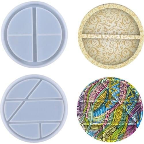 R2LE Crystal Epoxy Resin Mold Round Coaster Cup Mat Placemat Small Accessories Storage Tray Silicone Mould DIY Crafts Tool