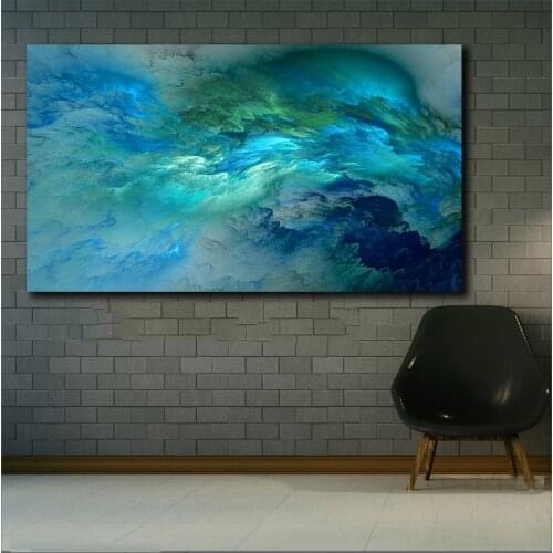 Fashion Blue Clouds, Picture Art, Canvas Wall art, Happy home On canvas, Original Art, Landscape Art, Abstract Painting Printed