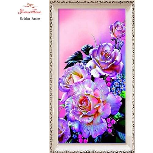 Golden Panno,Needlework,Embroidery,DIY Floral Painting,Cross stitch,kits,11ct purple rose home Cross-stitch,Sets For Embroidery