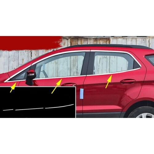 6Pcs For Ford Ecosport 2013-2017 SUV Stainless Steel chrome Side Door Window Covers Frame Sill Trim Molding Cover Surround Line
