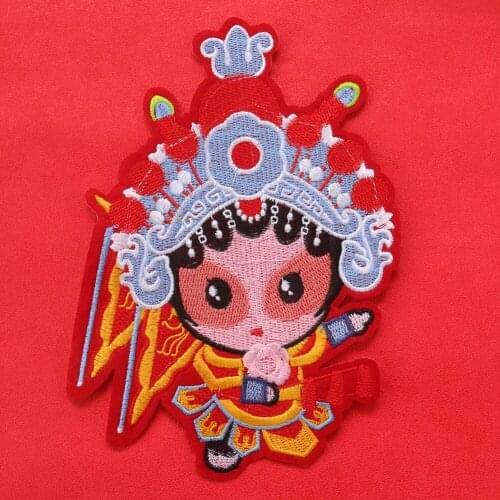 Chinese Style Peking Opera Characters Embroidery Iron on Patch Knife Ma Dan Costume Applique DIY T-shirt Clothe Sewing Accessory