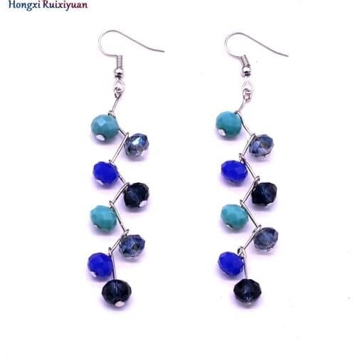 New crystal earrings handmade earrings for women bohemian style colored beads charm fashion earrings jewelry wholesale