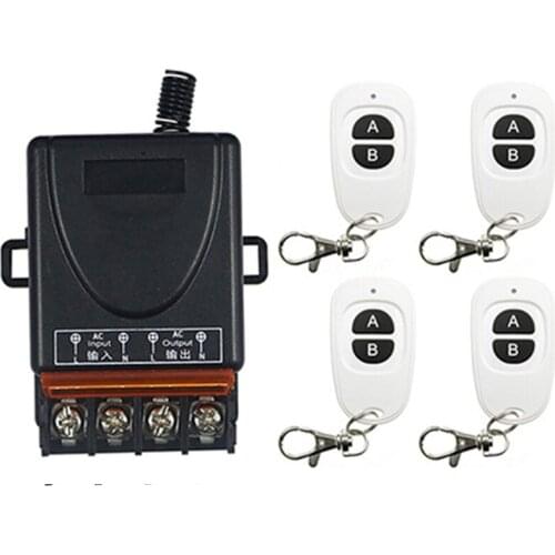 AC 110V 220 V 1 CH 1CH 10A RF Wireless Switch Relay Receiver Remote Controllers & White AB keys Waterproof Transmitter