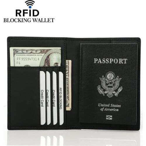 First Leather Boarding Card Leather Wallet Passport Cover Book New RFID Leather Passport Wallet Clip Wallet Passport Bags