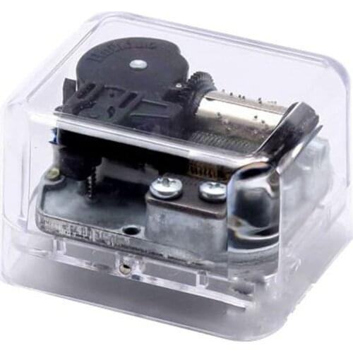 Anime Plastic Windup 18 Note Music Box Silver Movement Transparent Musical Toy Christmas Gift for Kids,Different Songs Available