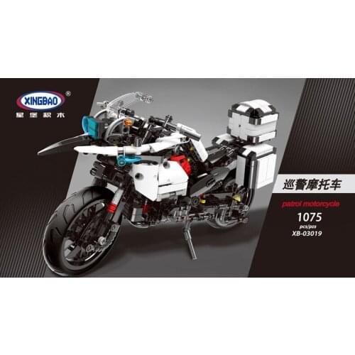 Plastic Blocks 1075Pcs Technic Motor Model Patrol Motorcycle Juguetes Children Funny Building Bricks Toys for Kids Gifts 03019