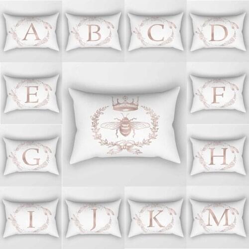 Beauty bee flowers english letters pillow covers travel bedroom short plush high quality thick pillow cases size 50cm by 30cm