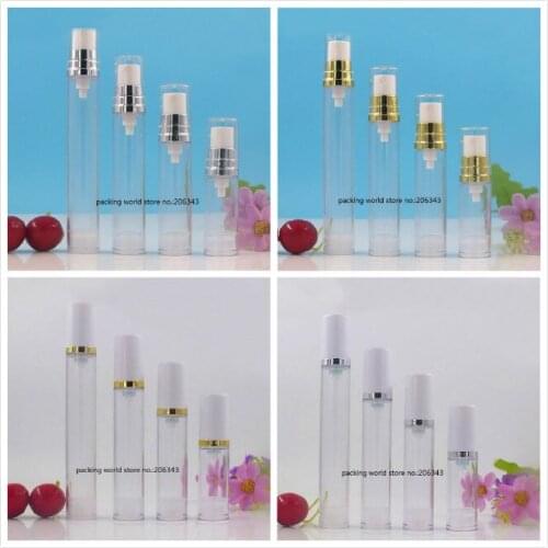 15ML clear plastic airless bottle with gold/silver collar clear/white lid for toilet/toner/water sprayer cosmetic packing