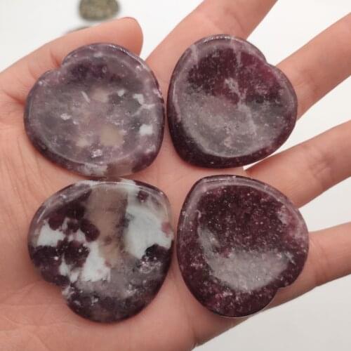 4cm Purple mica Thumb-shaped nepenthe water drop concave energy healing stone crystal heart