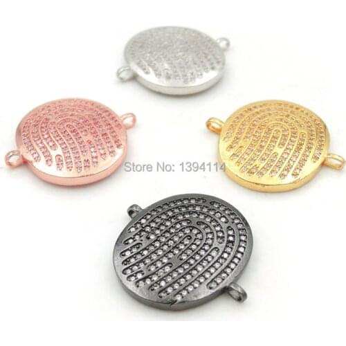 27*25*2mm Micro Pave Clear CZ Fingerprint Connectors Fit For Men And Women Making Bracelets Jewelry