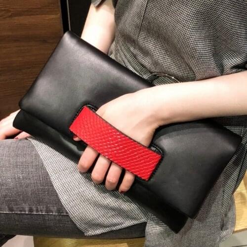 Fold Women Clucthes Bag Super Quality PU Leather Black Handbag for Office Ladies Simple Fashion Female Hand Bag 2020 Luxury Sac