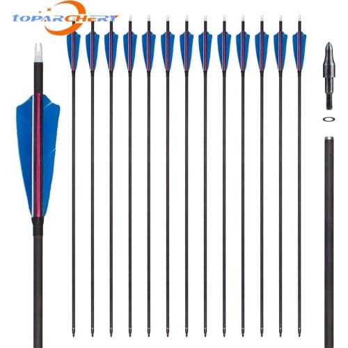 6/12pcs Carbon Arrows 4" Real Turkey Natural Feather Spine 350 32 Inch ID 6.2mm Archery Arrows for Hunting Outdoor Shooting Bow
