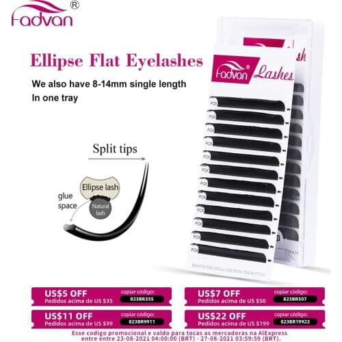 SUPER Mink Black Ellipse Flat Lashes Extensions Flat Eyelash Extension Semi-permanent Individual Very Soft Application-friendly