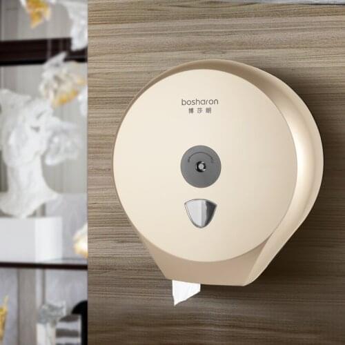 Toilet Jumbo Roll Paper Dispenser Wall Mounted Plastic Golden Tissue Box Paper Holder For Hotel Kitchen Bathroom Accessories