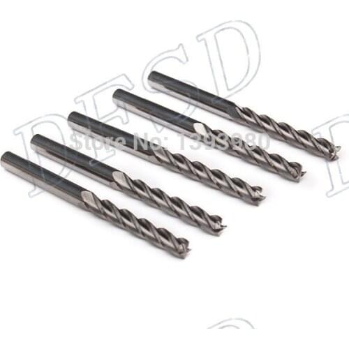 PVC Carbide CNC 4 Flute Spiral Bit End Mill Cutter 3.175 x 22mm Pack of 10
