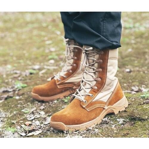 Military Tactical Boots Men Desert Combat Airsoft Shooting Boots Outdoor Mens Leather Hiking Sports Comfortable Shoes
