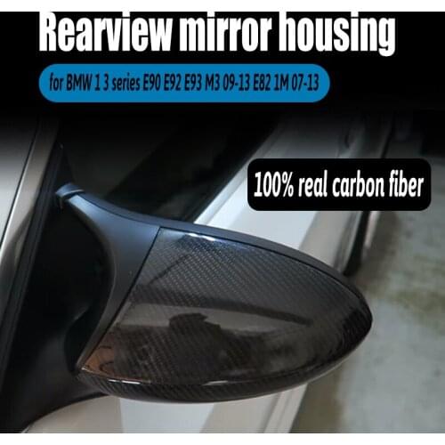 High Quality Accessories Case for BMW 1 3 Series E90 E92 E93 M3 E82 1M 2007-2013 Mirror Cover Caps Sticker Real Carbon Fiber