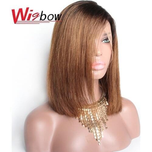 Wigbow OneCut Hair 1B/30 Straight Short Lace Wigs 13X6 Remy Brazilian Lace Bob Wigs With Baby Hair For Black Women 150% 180