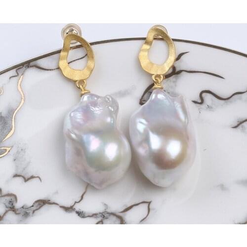 17.5*25.5mm Mars Pearl Beads Pendant Baroque Earring For Woman