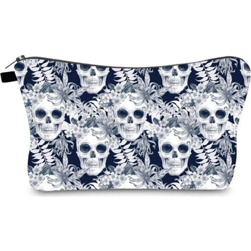 Girls Halloween Skeleton Printing Makeup Pouch Gift Bag Women Make Up Case Ladies Small Travel Cosmetic Beauty Bag