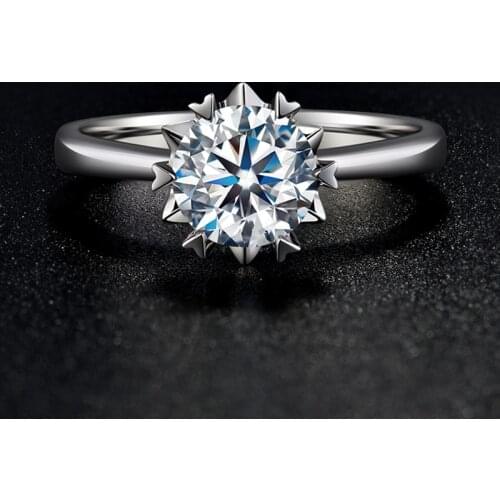 BOEYCJR 925 Silver Snowflake 0.5ct/1ct D color Moissanite VVS Engagement Wedding Ring With national certificate for Women
