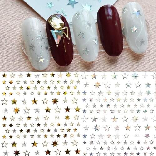 1Pcs Nail Art Five-pointed Star Sticker 3D Adhesive DIY Simple and Wild Bronzing English Star Nail Sticker Nail Art Decoration