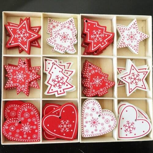 10pcs New Christmas Tree Decorations DIY Wooden Hanging Box Ornament Pendants Snow Elk Christmas Decora Adornos De Navidad