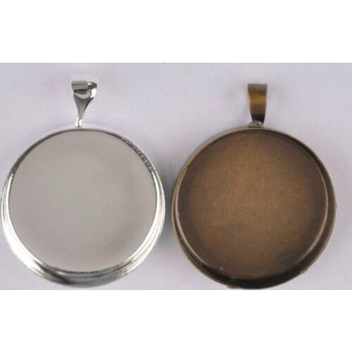 100piece 20mm 25mm Silver Plated Antique Bronze Tone Bezel Pendant Settings Pendant Blank Pendant Base Jewelry Making Findings