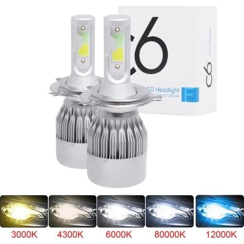 2 PCS 80W 8000LM H4 H1 H3 LED Turbo Dual Color Car Headlight H7 H8 H11 9005 HB3 9006 HB4 9007 9004 H13 Led Fog Light Bulb 6500K