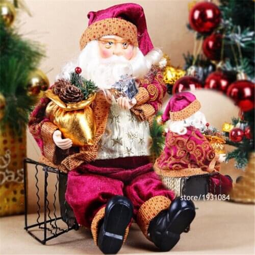 35cm/52cm Christmas Sitting Santa Claus Doll Figurine Toy Home Room Ornament Decoration Decor Gift Holiday Figurines