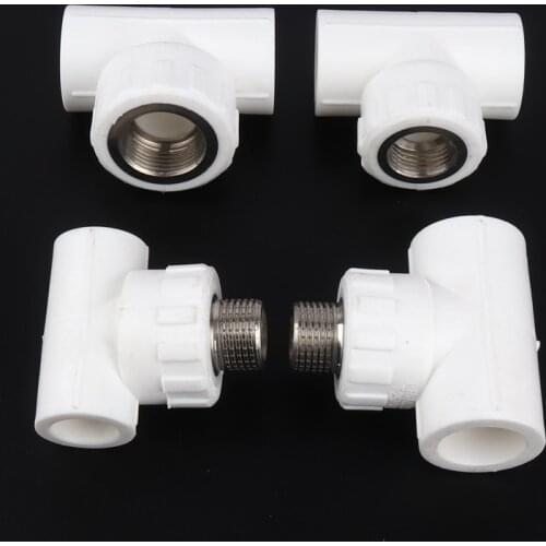 5pcs/lot PPR Garden Water Connectors Farm Irrigation System Fountain Pipe Connector Copper Female Aquarium Fittings Tee Joints